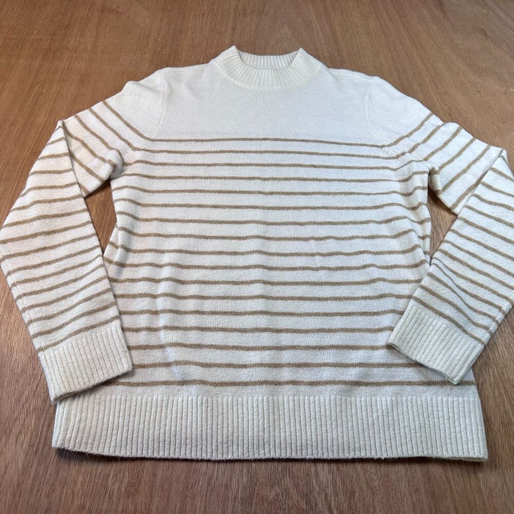 Abercrombie & Fitch Lightweight Sweater Womens Large Cream Stripe